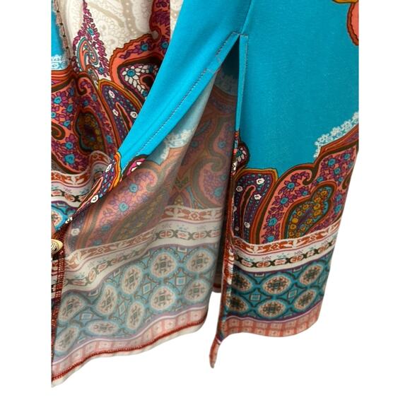 Chicos Bright Colorful Short Sleeve Side Slits Maxi Dress Women's Medium 8 - Picture 5 of 7